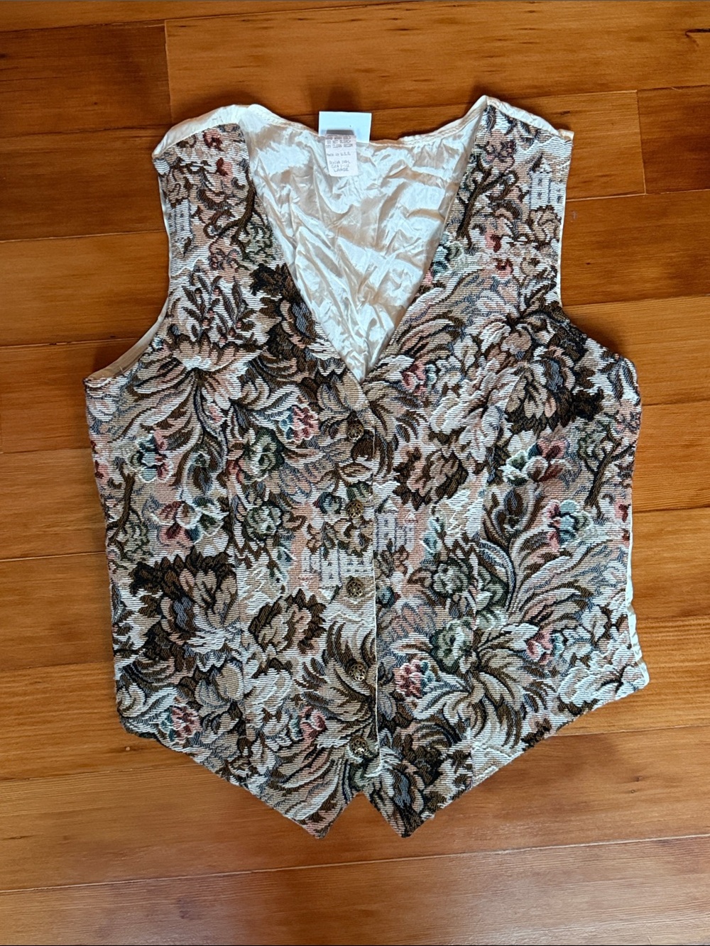 ⬇️⭐️ Vintage Women's Floral Brocade Tapestry Vest - Multicolor by Roxbury Size L